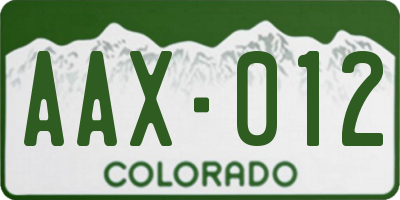 CO license plate AAX012
