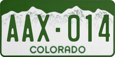 CO license plate AAX014