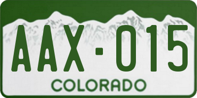 CO license plate AAX015