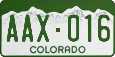 CO license plate AAX016