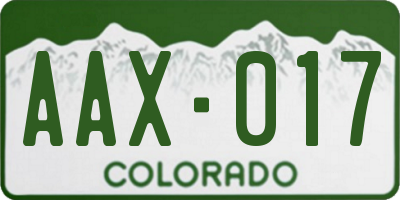 CO license plate AAX017