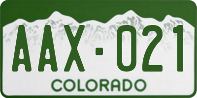 CO license plate AAX021