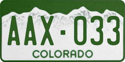 CO license plate AAX033