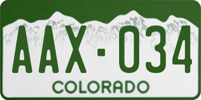 CO license plate AAX034