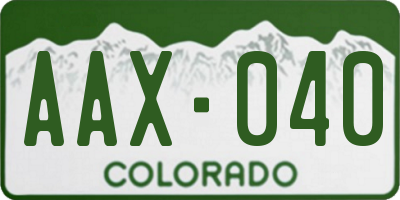 CO license plate AAX040