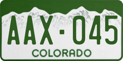 CO license plate AAX045