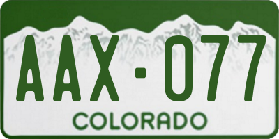 CO license plate AAX077