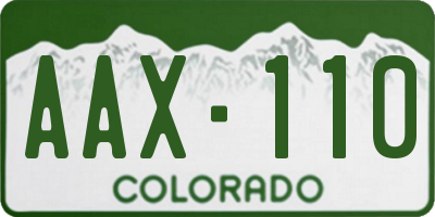CO license plate AAX110