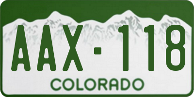 CO license plate AAX118