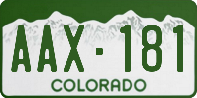 CO license plate AAX181