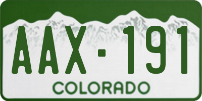 CO license plate AAX191