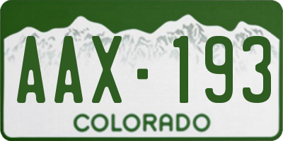 CO license plate AAX193
