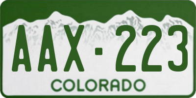 CO license plate AAX223