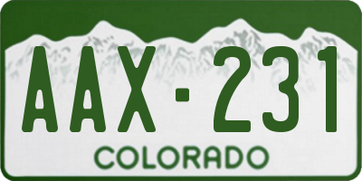 CO license plate AAX231