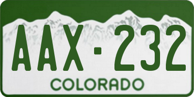CO license plate AAX232