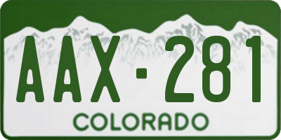 CO license plate AAX281