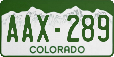 CO license plate AAX289