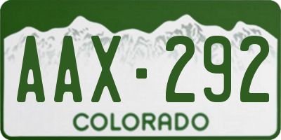 CO license plate AAX292