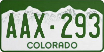CO license plate AAX293