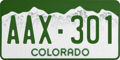 CO license plate AAX301