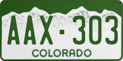 CO license plate AAX303