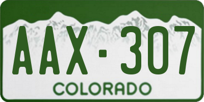CO license plate AAX307