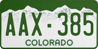 CO license plate AAX385