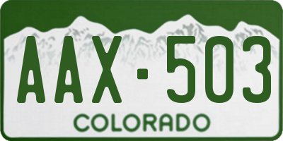 CO license plate AAX503