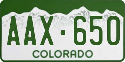 CO license plate AAX650