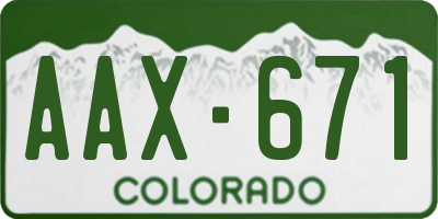 CO license plate AAX671