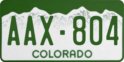 CO license plate AAX804