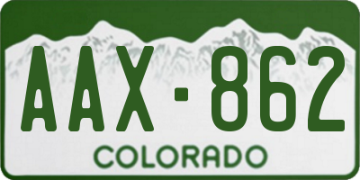 CO license plate AAX862