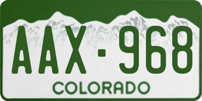 CO license plate AAX968