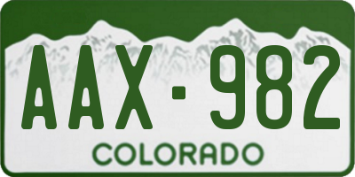 CO license plate AAX982