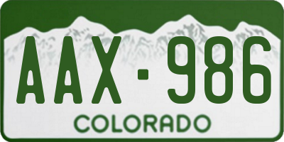 CO license plate AAX986