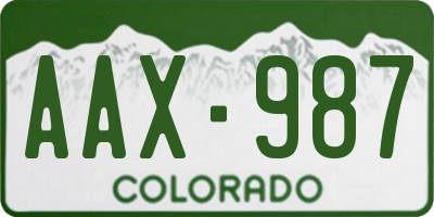 CO license plate AAX987