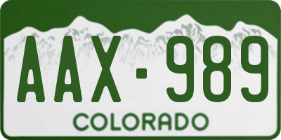 CO license plate AAX989