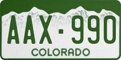 CO license plate AAX990
