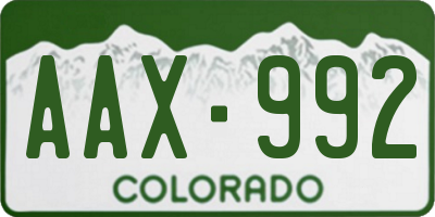 CO license plate AAX992