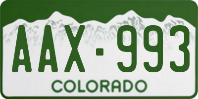 CO license plate AAX993