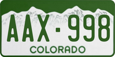 CO license plate AAX998