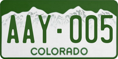 CO license plate AAY005