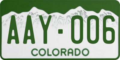 CO license plate AAY006