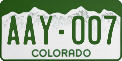 CO license plate AAY007