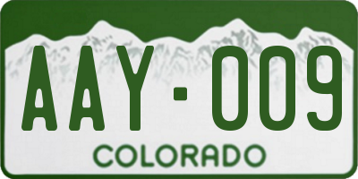 CO license plate AAY009