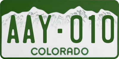 CO license plate AAY010