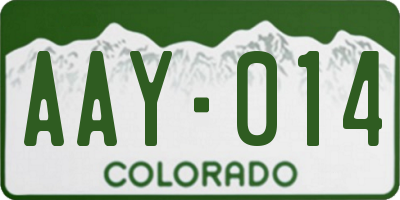 CO license plate AAY014