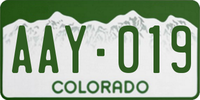 CO license plate AAY019