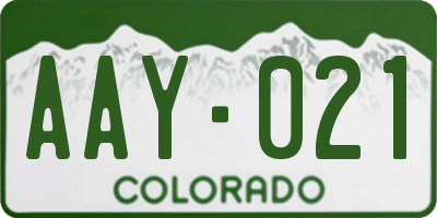 CO license plate AAY021