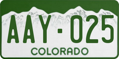 CO license plate AAY025